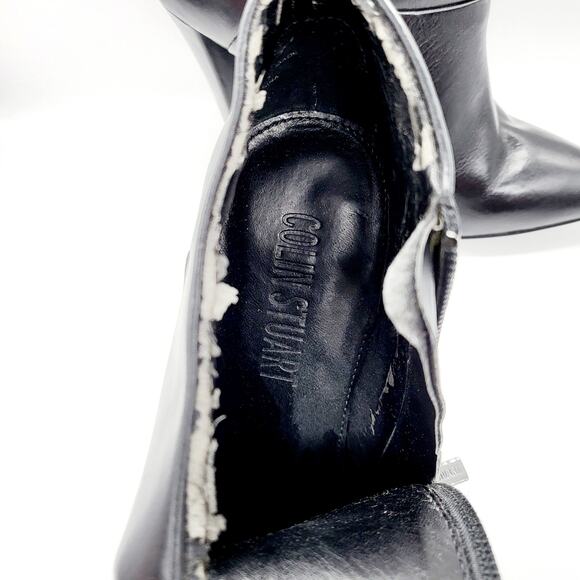 Colin Stuart Black Leather Ankle Boots Cone Heels Zipper Pointed Toe Women's 5 - Picture 10 of 11
